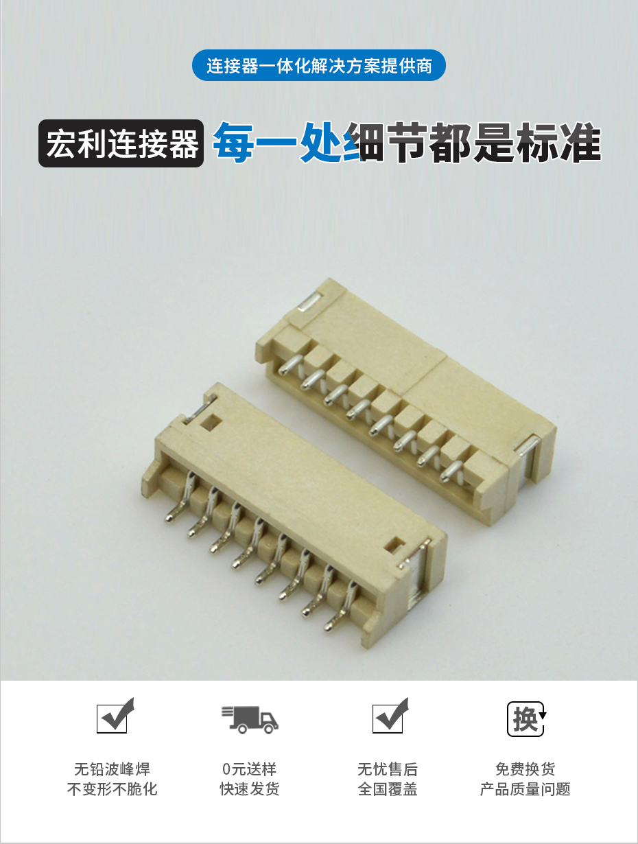 ZH1.5mm-11Pin臥貼 貼片SMT型連接器 臥式連接器 環保耐高溫插座,宏利