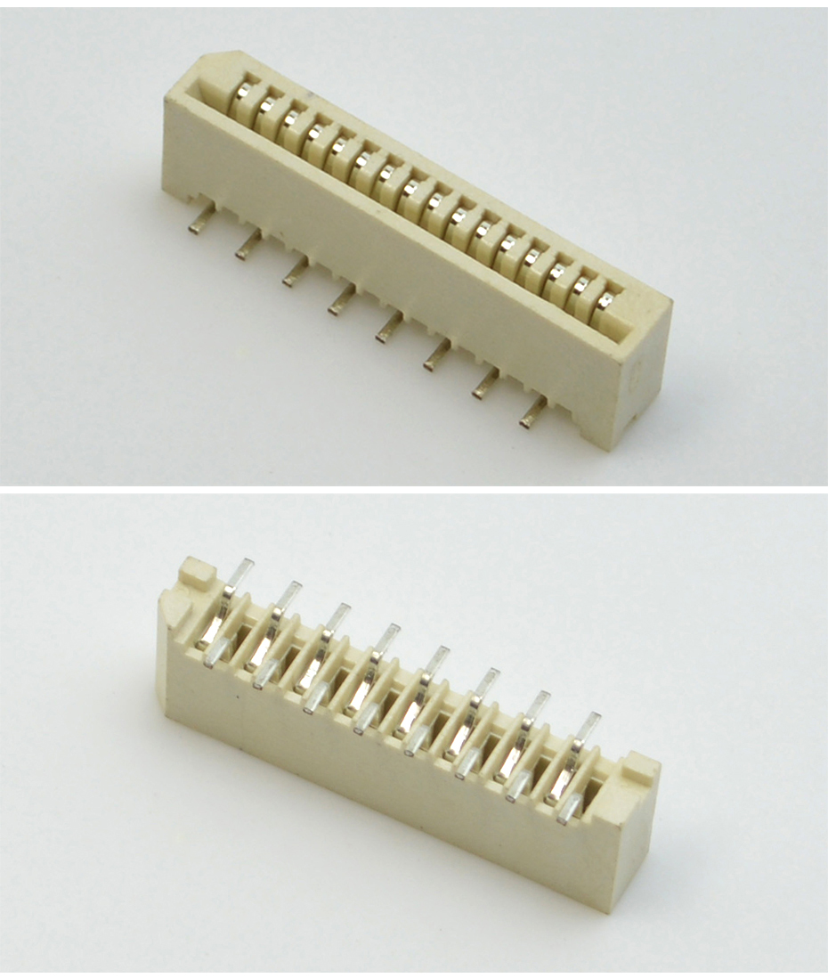 FFC軟排線接插件間距 1.0mm-18P 插座單面接立貼錯位腳連接器