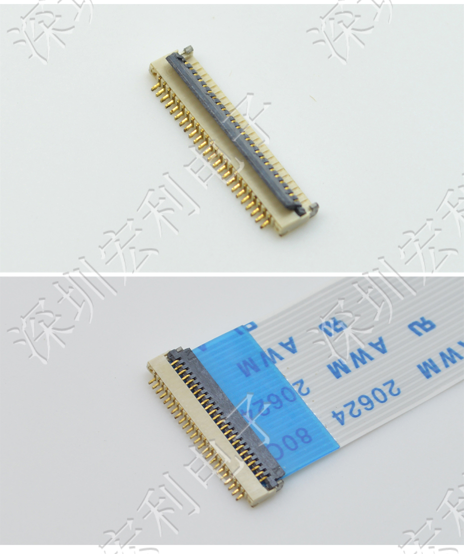 超薄FPC連接器 間距0.5mm-40PIN翻蓋 塑高H1.0mm FPC插座超薄